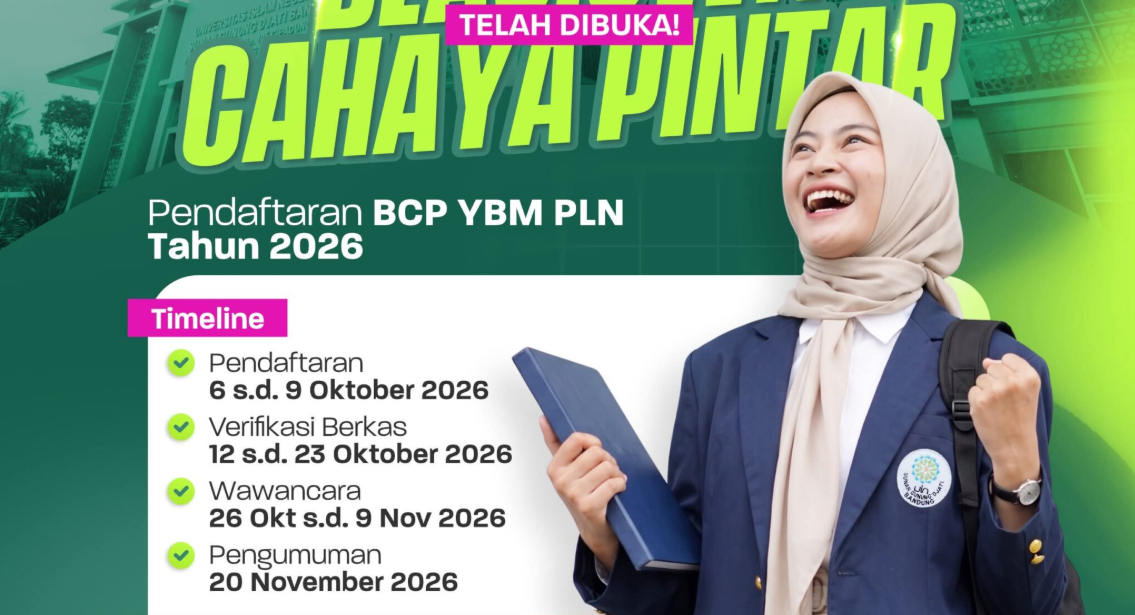 Dibuka, Beasiswa Cahaya Pintar (BCP) YBM PLN 2026  - (Ada 2 foto)